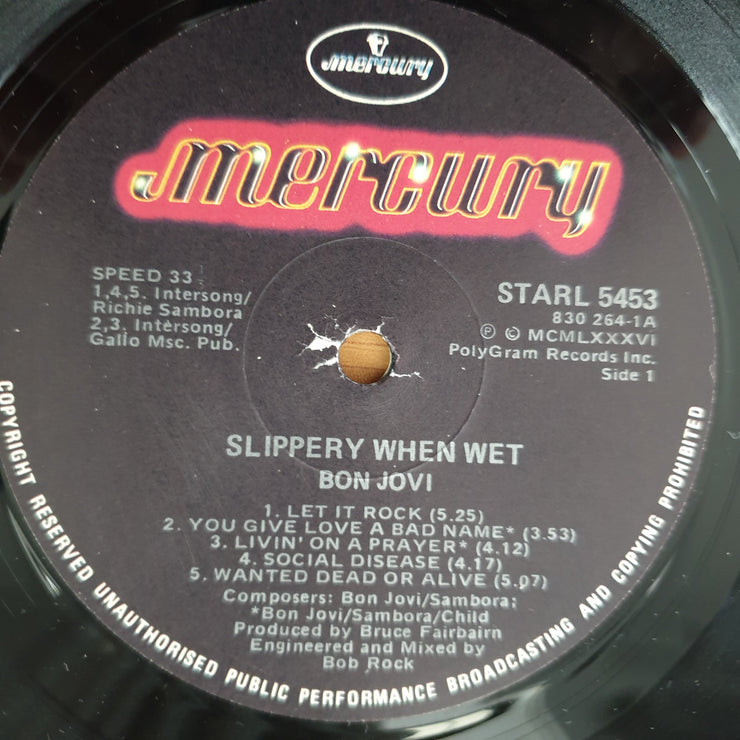 Bon Jovi – Slippery When Wet (with Lyrics)  – Vinyl LP Record - Very-Good+ Quality (VG+) (verygoodplus)