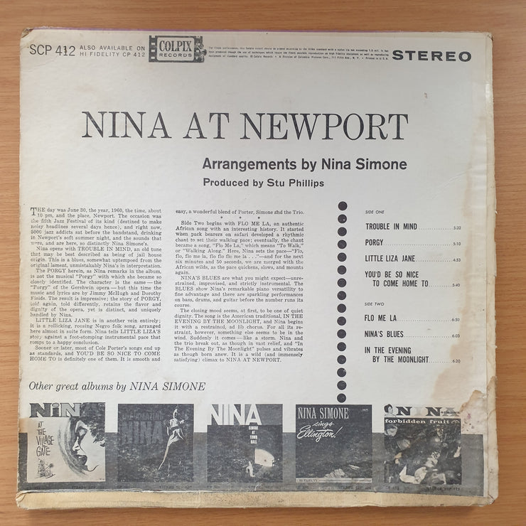 Nina Simone – Nina At Newport - Vinyl LP Record - Very-Good- Quality (VG-) (minus)