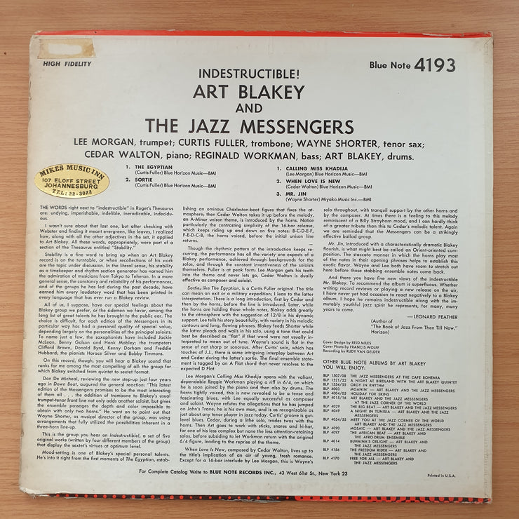 Art Blakey & The Jazz Messengers – Indestructible – Vinyl LP Record - Very-Good+ Quality (VG+) (verygoodplus) (D)