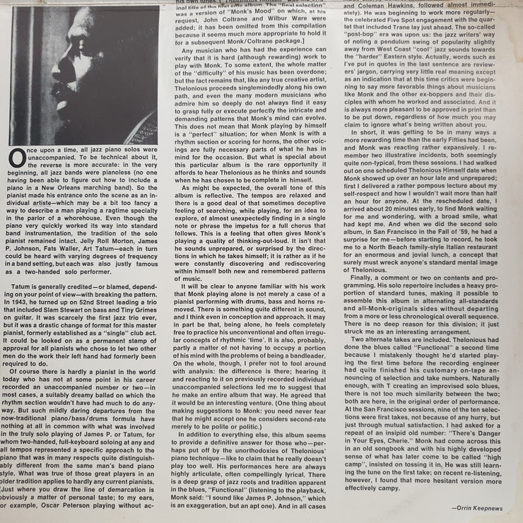 Thelonious Monk – Pure Monk - Double Vinyl LP Record - Very-Good+ Quality (VG+) (verygoodplus)