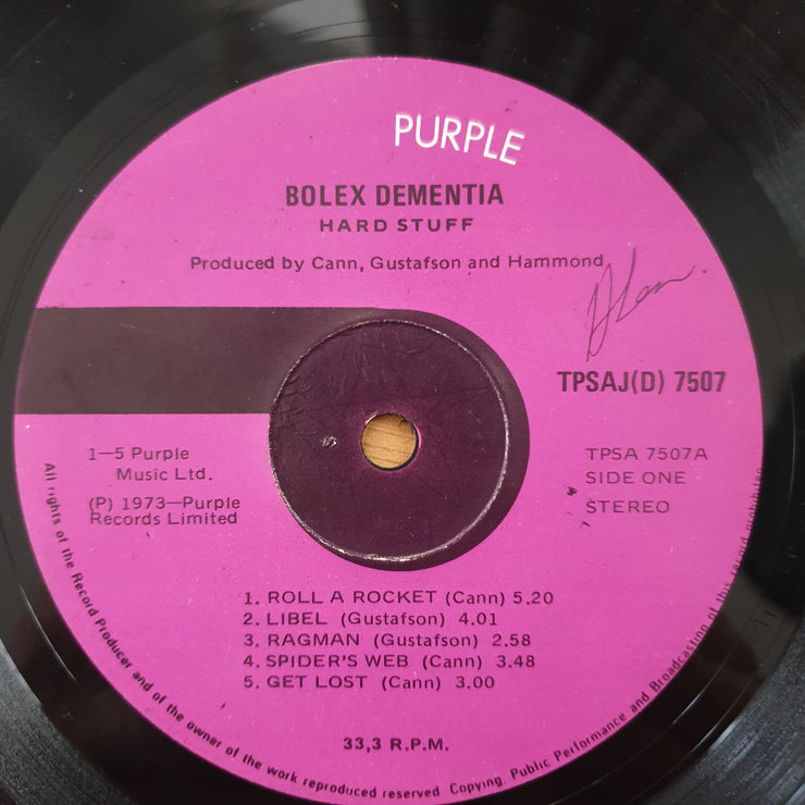 Hard Stuff – Bolex Dementia - Vinyl LP Record - Very-Good Quality (VG)  (verry)
