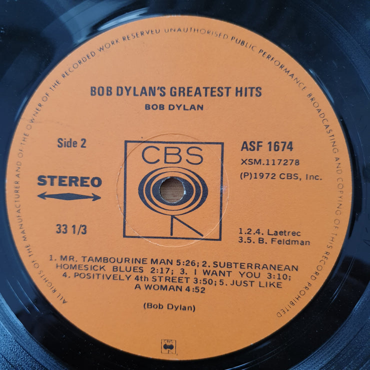 Bob Dylan ‎– Bob Dylan's Greatest Hits - Vinyl LP Record - Very-Good- Quality (VG-)