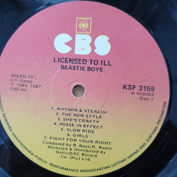 Beastie Boys – Licensed To Ill - Vinyl LP Record - Very-Good+ Quality (VG+) (verygoodplus)