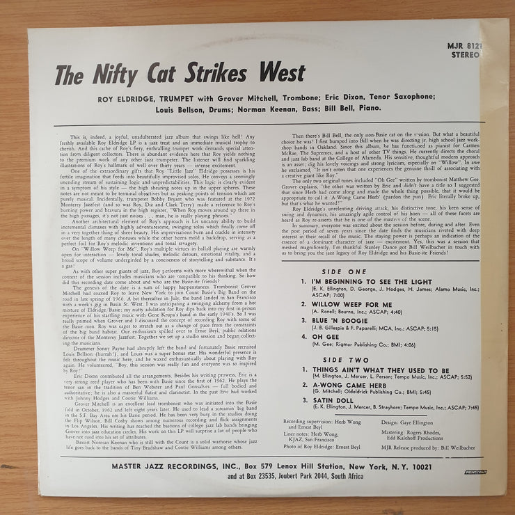 The Roy Eldridge Sextet – The Nifty Cat Strikes West - Vinyl LP Record - Very-Good+ Quality (VG+) (verygoodplus)