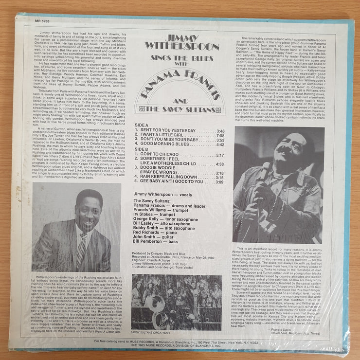 Jimmy Witherspoon – Sings The Blues With Panama Francis And The Savoy Sultans - Vinyl LP Record - Very-Good+ Quality (VG+)