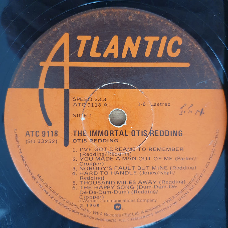 Otis Redding – The Immortal Otis Redding - Vinyl LP Record  - Good Quality (G) (goood)
