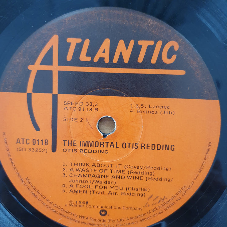 Otis Redding – The Immortal Otis Redding - Vinyl LP Record  - Good Quality (G) (goood)