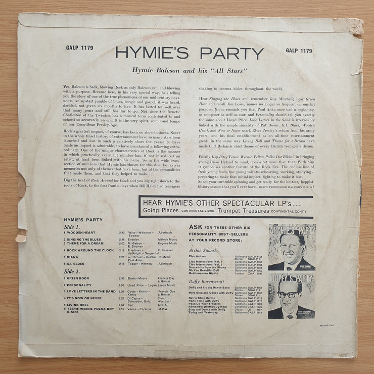 Hymie Baleson - Hymies Party  - Vinyl LP Record - Good+ Quality (G+) (gplus)