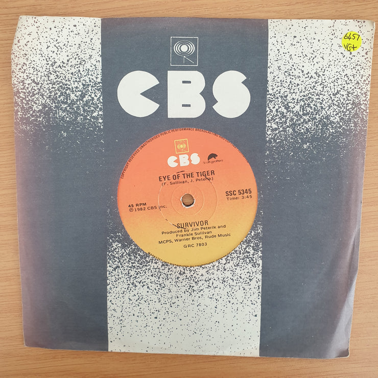 Survivor – Eye Of The Tiger - Vinyl 7" Record - Very-Good+ Quality (VG+) (verygoodplus7)