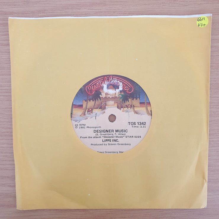 Lipps, Inc. – Designer Music  - Vinyl 7" Record - Very-Good+ Quality (VG+) (verygoodplus7)