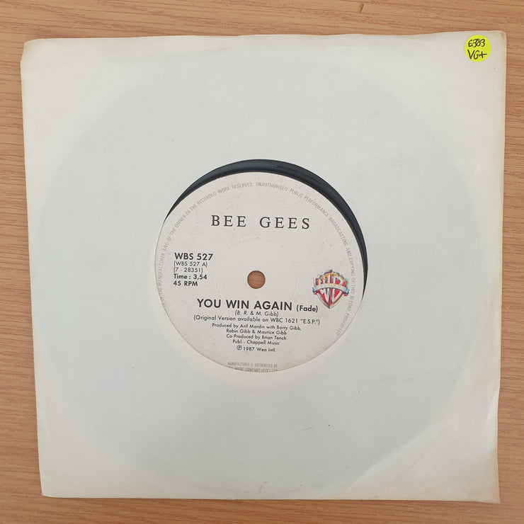 Bee Gees ‎– You Win Again / Backtafunk - Vinyl 7" Record - Very-Good+ Quality (VG+)