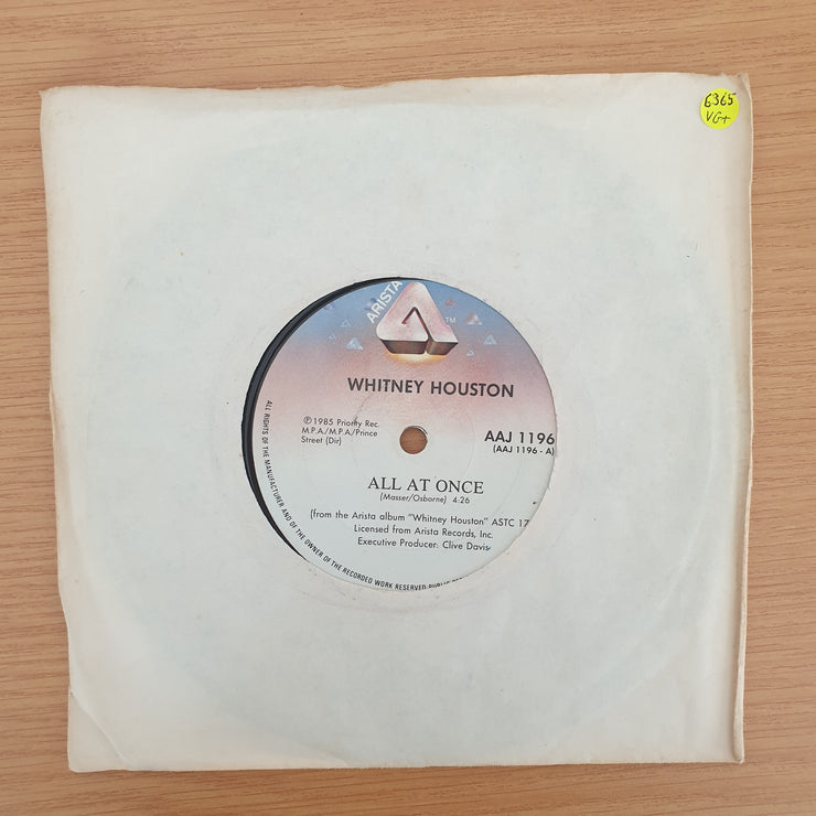 Whitney Houston – All At Once - Vinyl 7" Record - Very-Good+ Quality (VG+) (verygoodplus7)