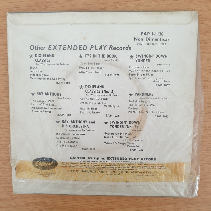 Nat "King" Cole – Non Dimenticar - Vinyl 7" Record - Very-Good+ Quality (VG+) (verygoodplus7)