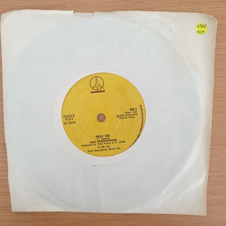 Kris Kristofferson – Why Me / Help Me - Vinyl 7" Record - Very-Good+ Quality (VG+) (verygoodplus7)