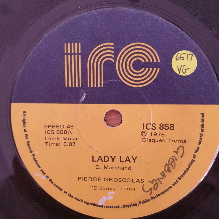 Pierre Groscolas – Lady Lay / Fool (Can't You See She's Gone) - Vinyl 7" Record - Very-Good+ Quality (VG+) (verygoodplus7)