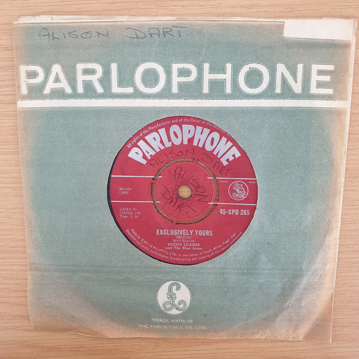Dickie Loader And The Blue Jeans – Exclusively Yours / Teen Machine - Vinyl 7" Record - Very-Good+ Quality (VG+) (verygoodplus7)