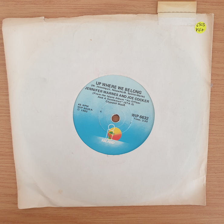 Joe Cocker / Jennifer Warnes ‎– Up Where We Belong - Vinyl 7" Record - Very-Good+ Quality (VG+)