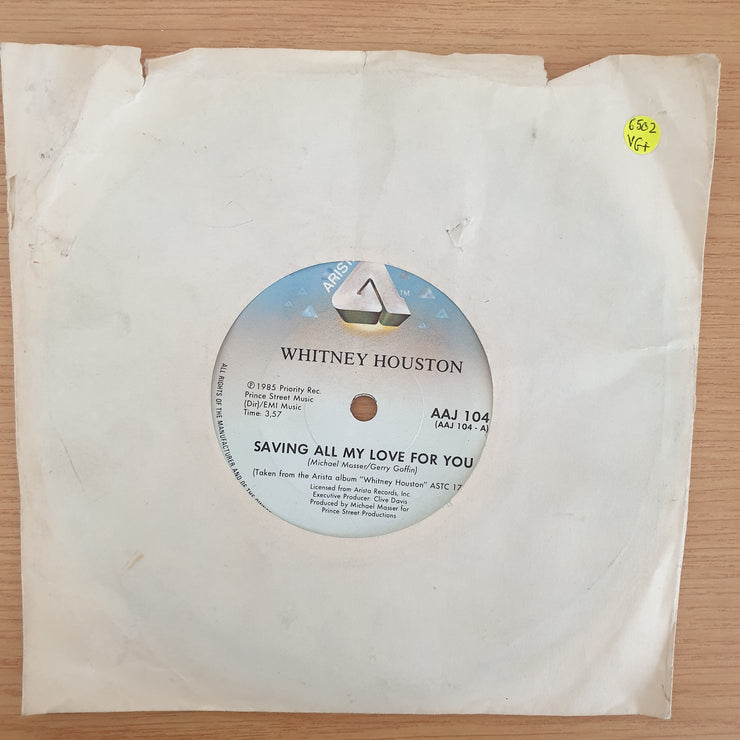 Whitney Houston – Saving All My Love For You - Vinyl 7" Record - Very-Good+ Quality (VG+) (verygoodplus)