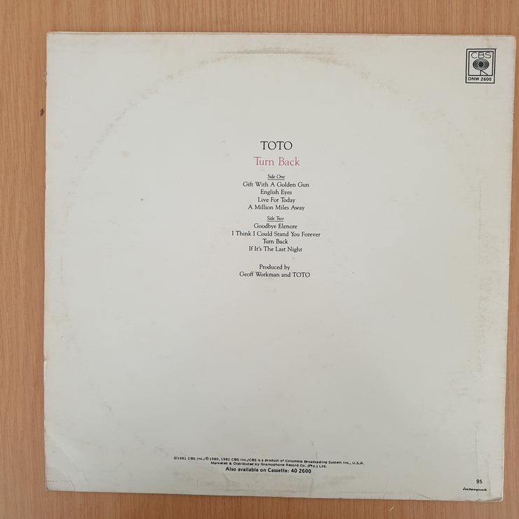 Toto ‎– Turn Back -  Vinyl LP Record - Very-Good+ Quality (VG+)