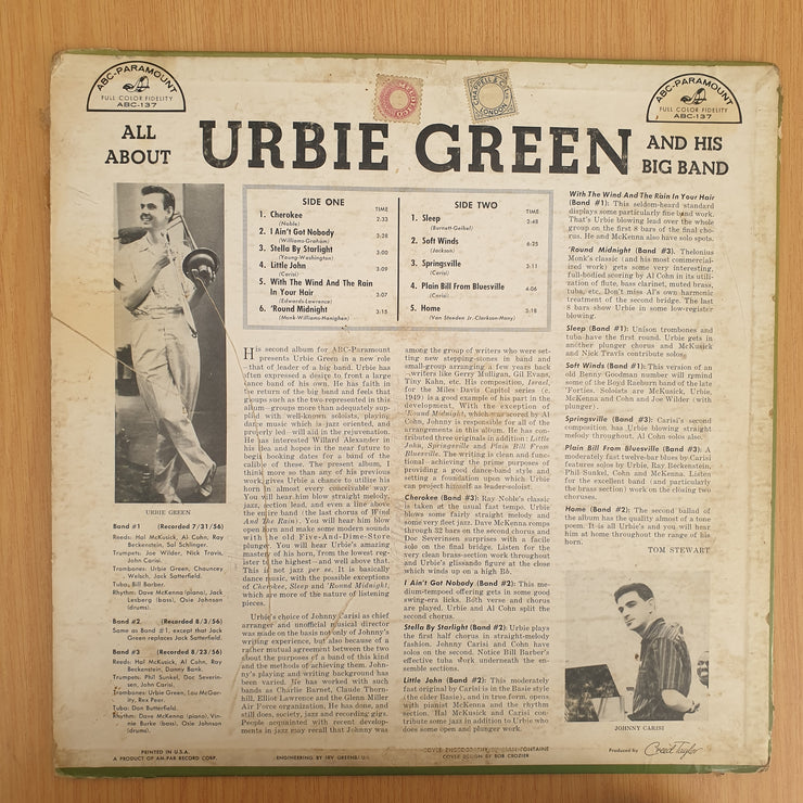 Urbie Green And His Big Band – All About Urbie Green And His Big Band – Vinyl LP Record - Very-Good+ Quality (VG+) (verygoodplus)
