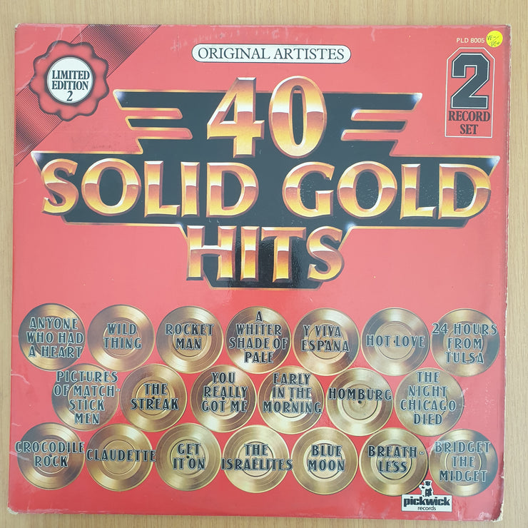 40 Solid Gold Hits - Limited Edition - Various Artists - Double Vinyl LP Record - Very-Good+ Quality (VG+) (verygoodplus)