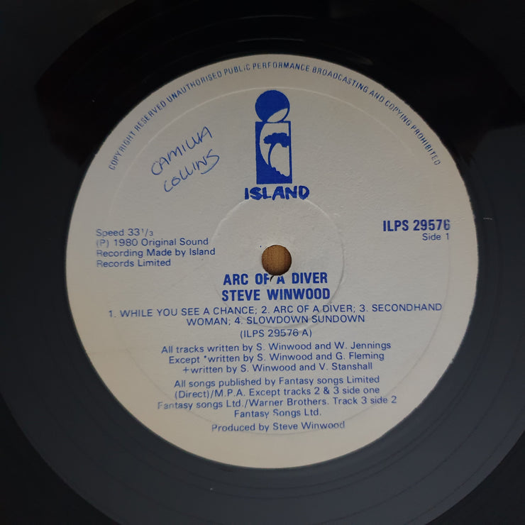 Steve Winwood - Arc Of A Diver (29576) - Vinyl LP Record - Very-Good+ Quality (VG+)