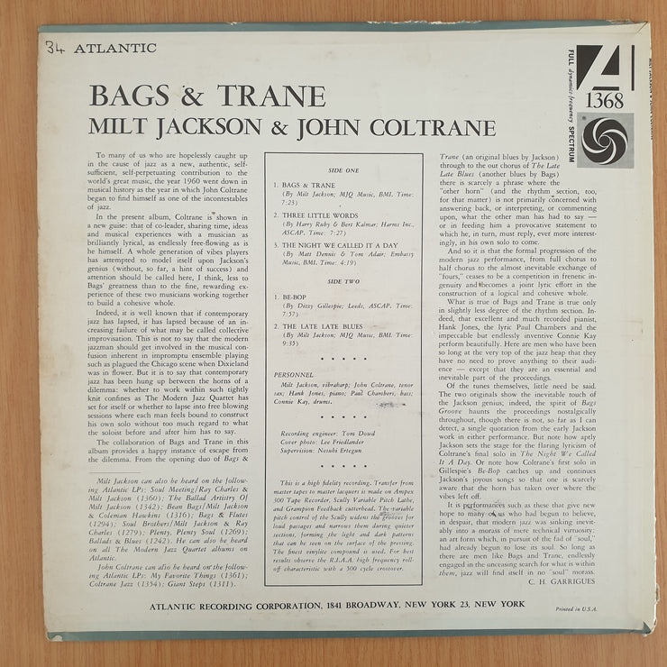 Milt Jackson & John Coltrane – Bags & Trane - Vinyl LP Record - Good+ Quality (G+) (gplus)