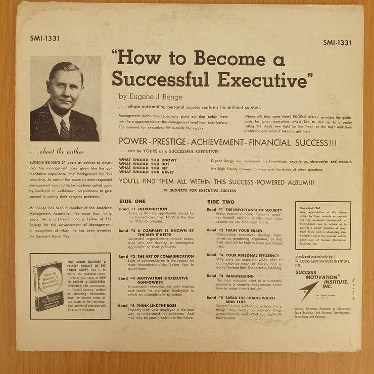 Eugene J. Benge – How To Become A Successful Executive - Vinyl LP Record - Very-Good+ Quality (VG+) (verygoodplus)