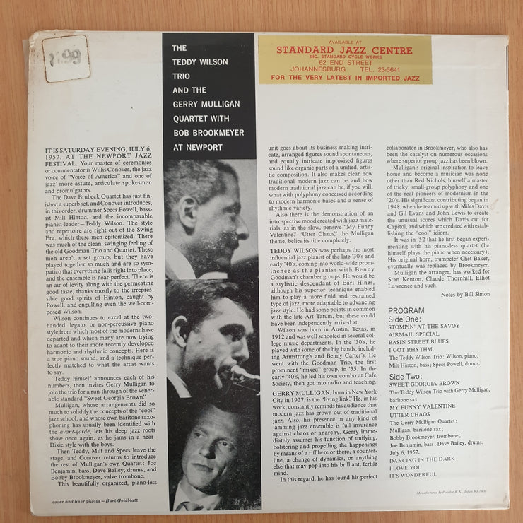 The Teddy Wilson Trio & Gerry Mulligan Quartet With Bob Brookmeyer & Bill Evans – At Newport (Japan Pressing) - Vinyl LP Record - Very-Good+ Quality (VG+) (verygoodplus)