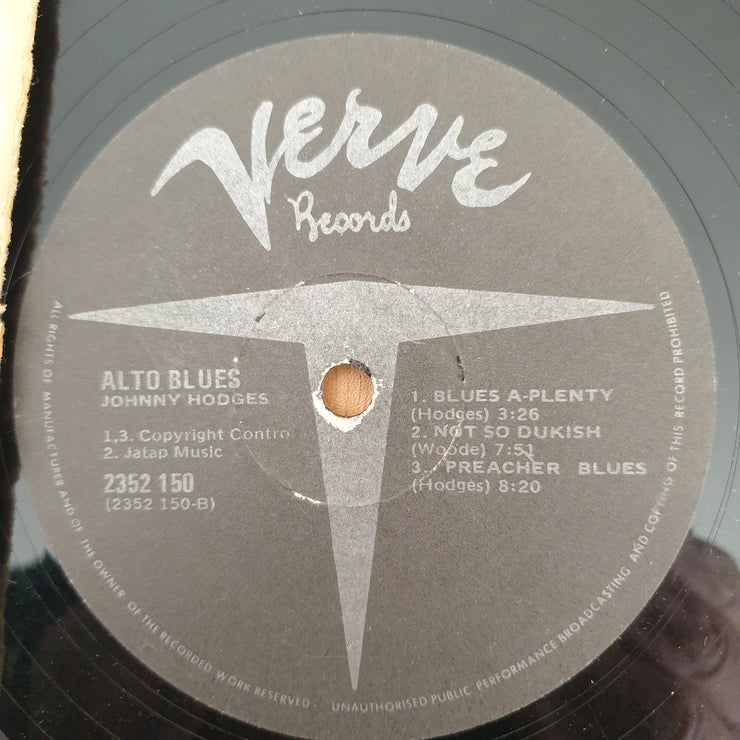 Johnny Hodges – Alto Blue  - Vinyl LP Record  - Fair/Good Quality (G) (goood)
