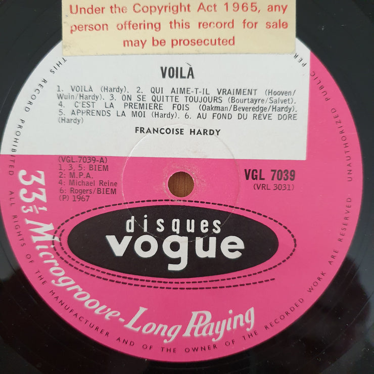 Françoise Hardy – Voilà - Vinyl LP Record - Good+ Quality (G+) (gplus)