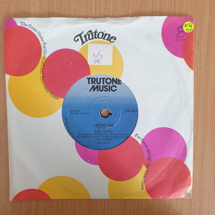 Ballyhoo – Man On The Moon - 7" Vinyl Record  (VG+) (DLB)