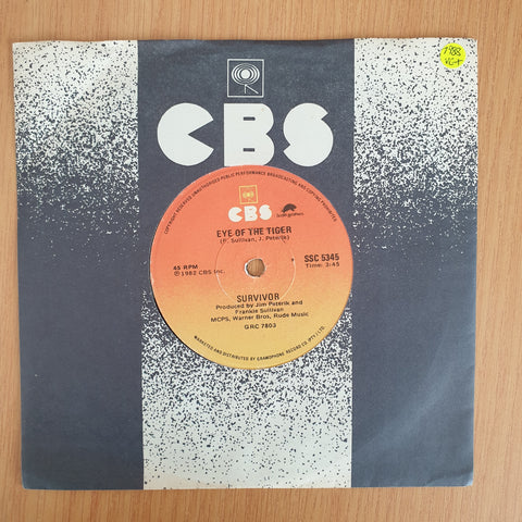 Survivor – Eye Of The Tiger - 7" Vinyl Record  (VG+) (DLB)