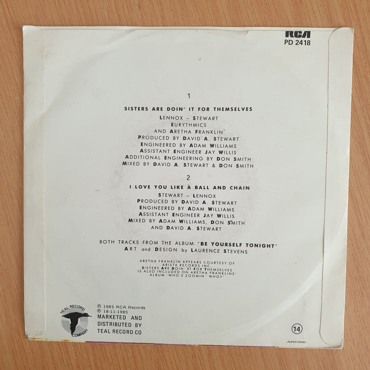 Eurythmics And Aretha Franklin – Sisters Are Doin' It For Themselves - Vinyl 7” Record  (VG+) (Aryeh)