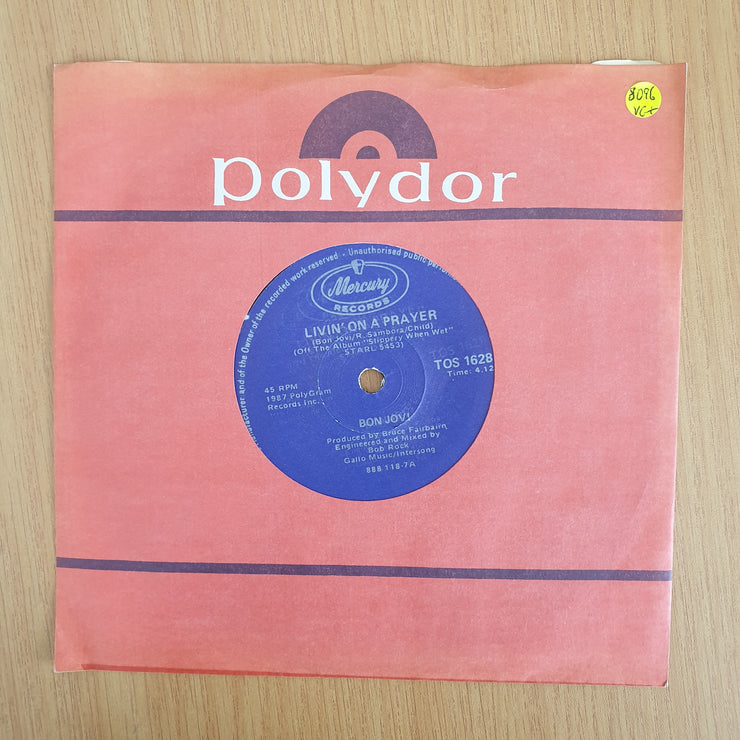 Bon Jovi – Livin' On A Prayer - Vinyl 7” Record  (VG+) (Aryeh)