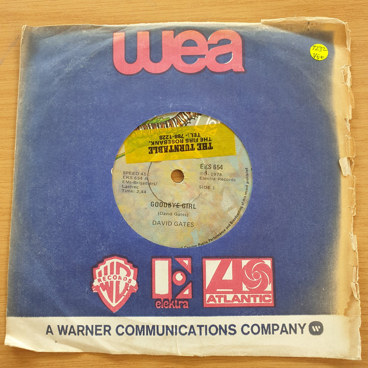 David Gates – Goodbye Girl  - Vinyl 7” Record  (VG+) (Aryeh)