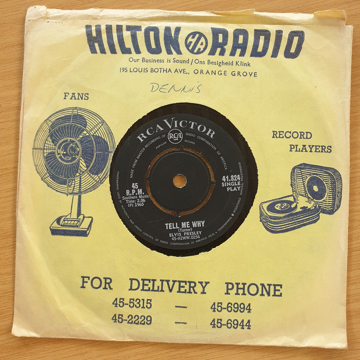 Elvis Presley With The Jordanaires – Tell Me Why / Puppet On A String - Vinyl 7" Record  (VG+)