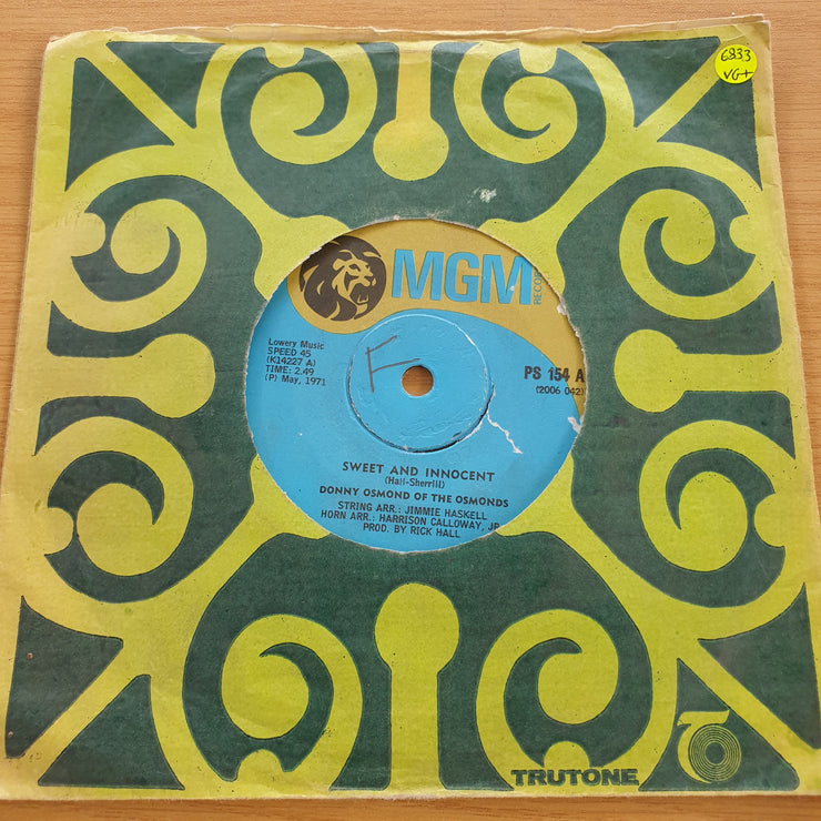 Donny Osmond – Sweet And Innocent - Vinyl 7" Record  (VG+)