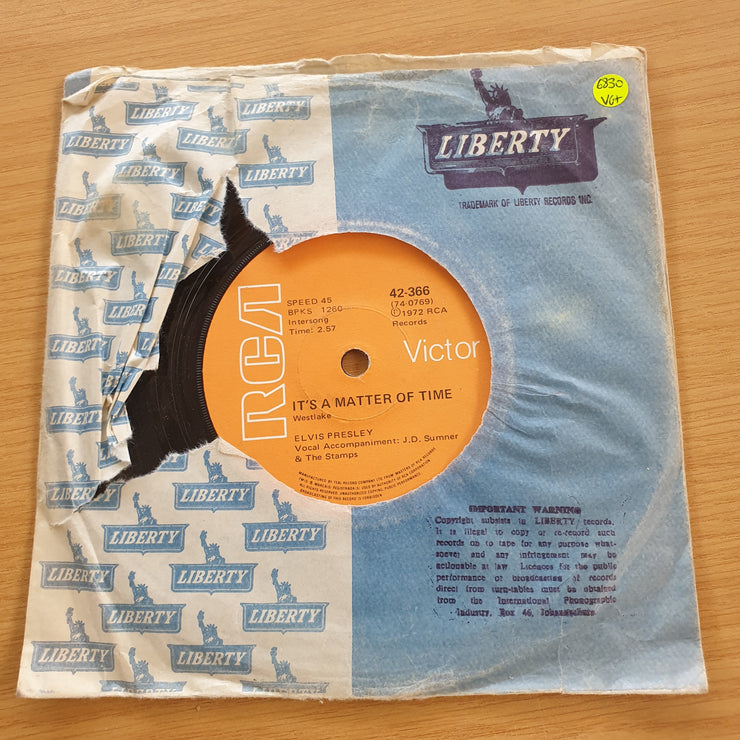 Elvis Presley – Burning Love - Vinyl 7" Record  (VG+)