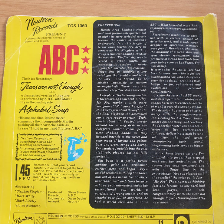 ABC – Tears Are Not Enough - Alphabet Soup - 7” Record (VG+)  (MWA)