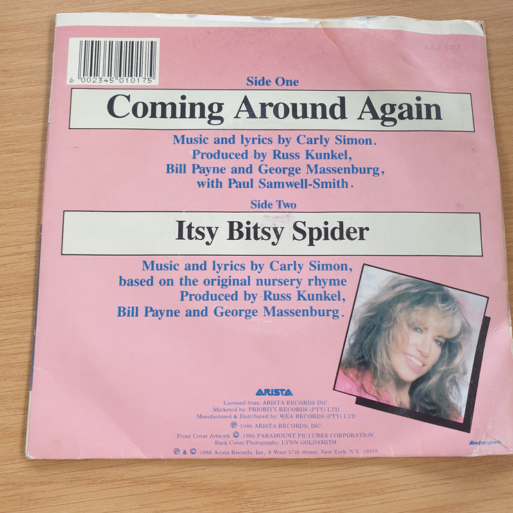 Carly Simon - Coming Around Again - Itsy Bitsy Spider - 7” Record (VG+)  (MWA)