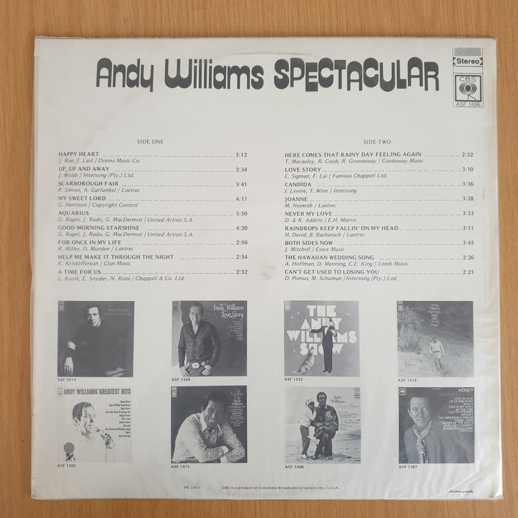 Andy Williams - Spectacular – Vinyl LP Record - Very-Good+ Quality (VG+) (verygoodplus)