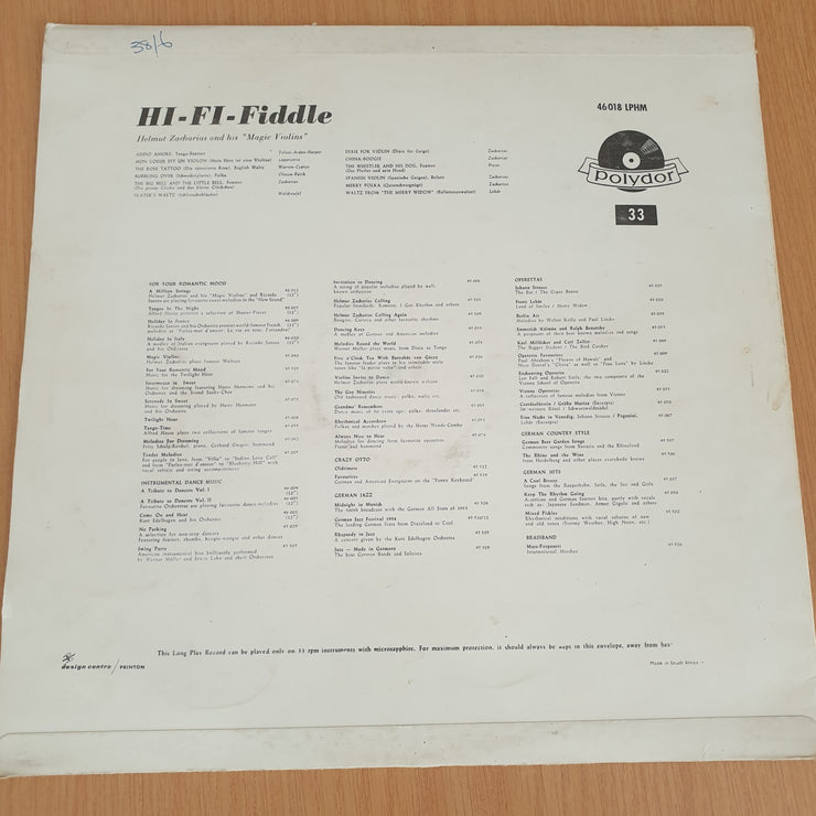 Helmut Zacharias And His "Magic Violins" ‎– Hi-Fi Fiddle  - Vinyl LP Record - Very-Good Quality (VG)  (verry)