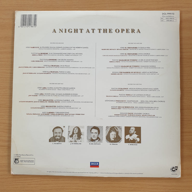 Pavarotti/Sutherland/Del Monaco - A Night at the Opera – Vinyl LP Record - Very-Good+ Quality (VG+) (verygoodplus)