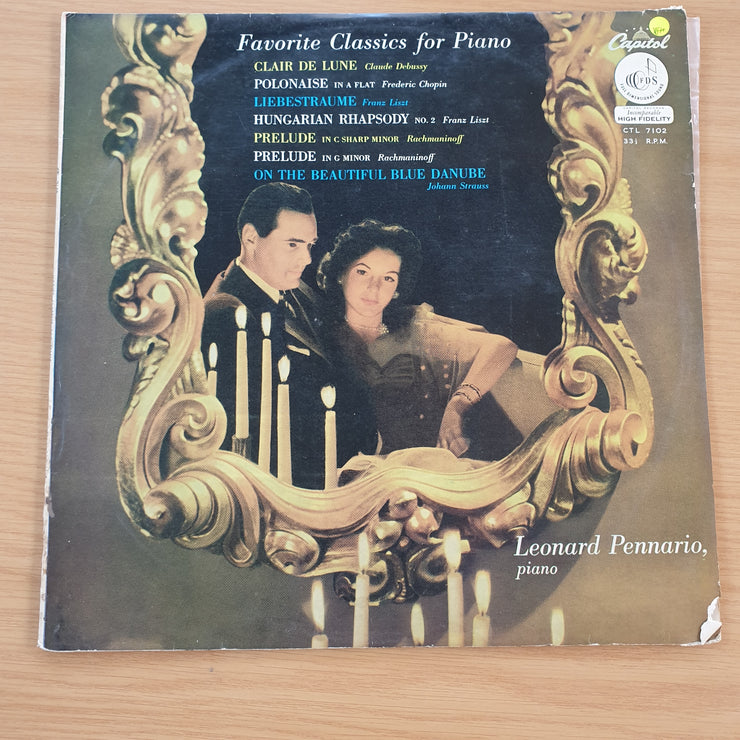 Leonard Pennario – Favorite Classics For Piano - Vinyl LP Record - Very-Good+ Quality (VG+) (verygoodplus)