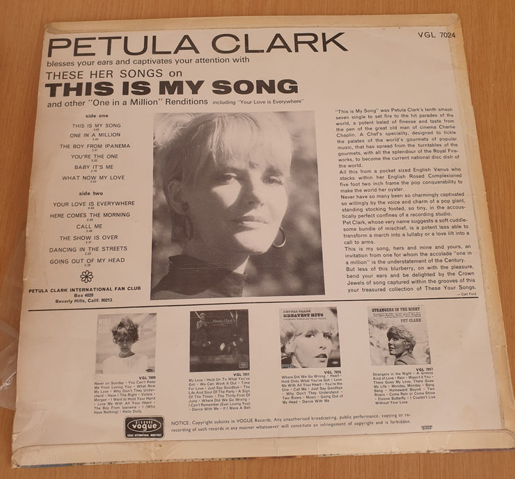 Petula Clarke - This Is My Song - Vinyl LP Record (VG)