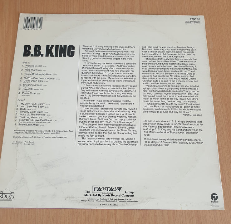 B.B. King – 16 Original Big Hits - Vinyl LP Record (VG+)