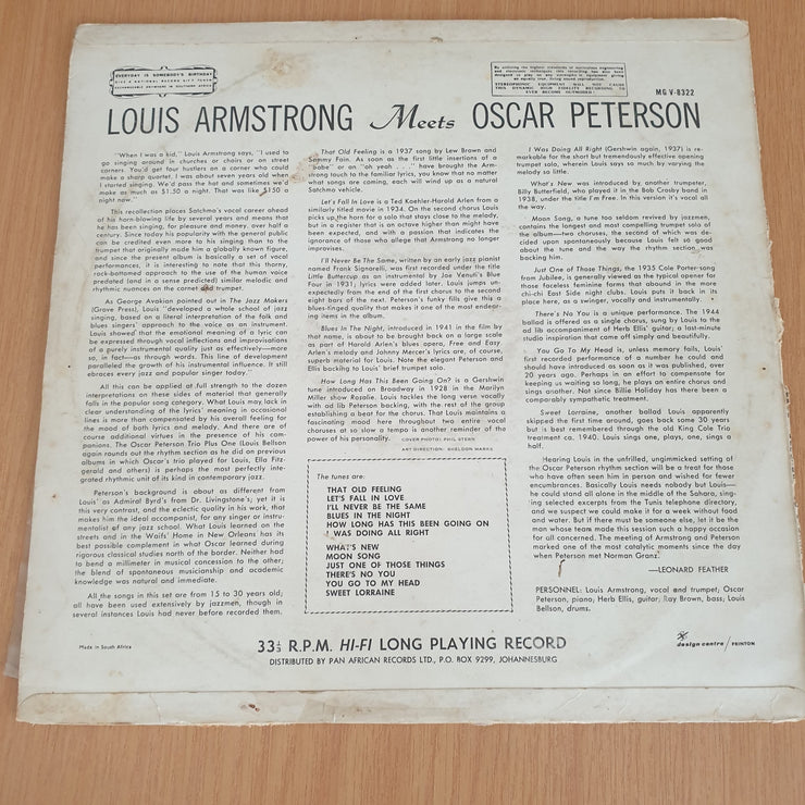 Louis Armstrong, Oscar Peterson – Louis Armstrong Meets Oscar Peterson - Vinyl LP Record (VG+)