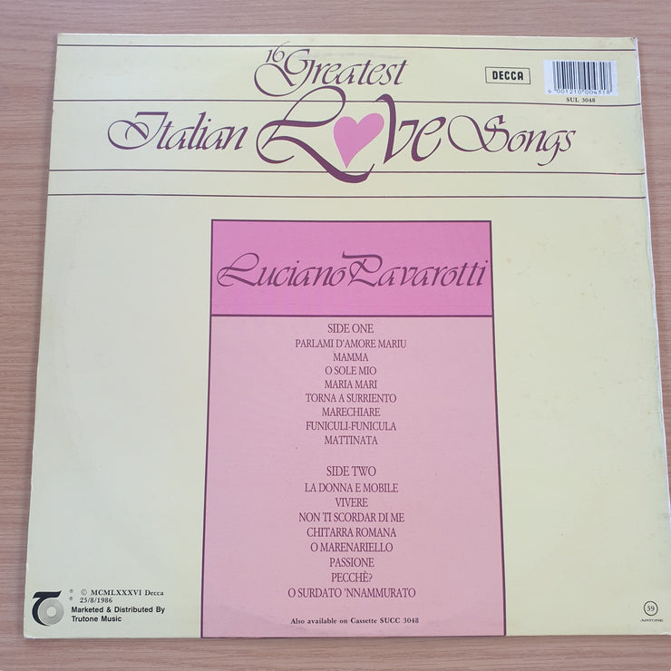 Luciano Pavarotti – 16 Greatest Italian Love Songs - Vinyl LP Record  (VG+)