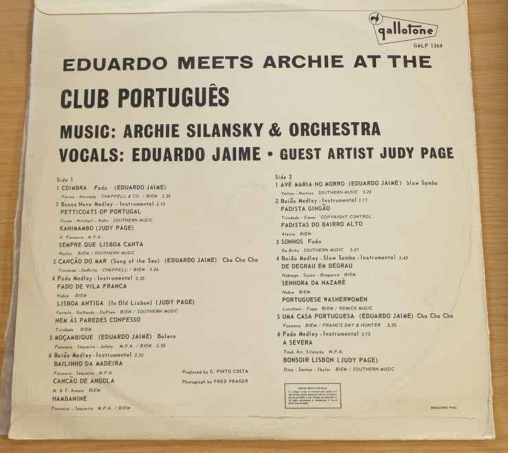 Eduardo Jaime/ Archie Silansky – Eduardo Meets Archie At The Club Português - Vinyl LP Record  (VG+)